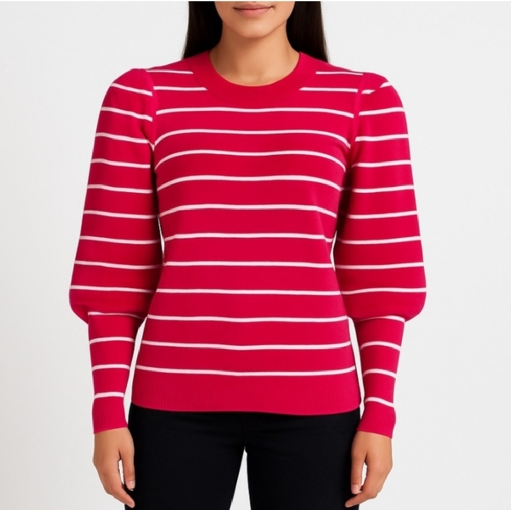 C/MEO Collective Pink Stripe Puff Sleeve‎ Sweater S
